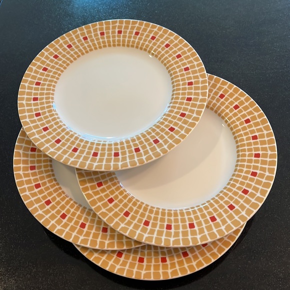 RED & GOLD MOSAIC SALAD PLATE 8 1/8" by BRIDGET DOBSON - Picture 2 of 9